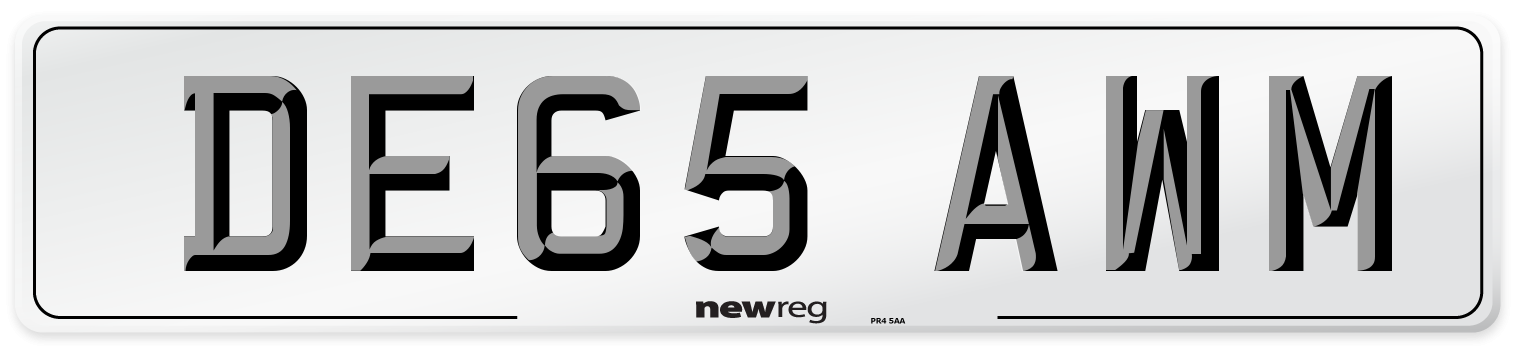 DE65 AWM Number Plate from New Reg